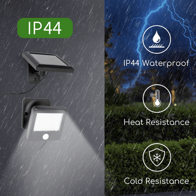 Black solar outdoor light | LED floodlight 0.64W~80 lumens | daylight white 6500K | IP44 - 2-meter cable - LEDPLANET.NL