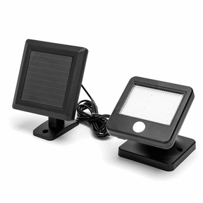 Schwarze Außenleuchte Solar | LED-Baustrahler 0,64 W~80 Lumen Flutlicht | tageslichtweiß 6500 K | IP44 – 2 Meter Kabel – LEDPLANET.NL