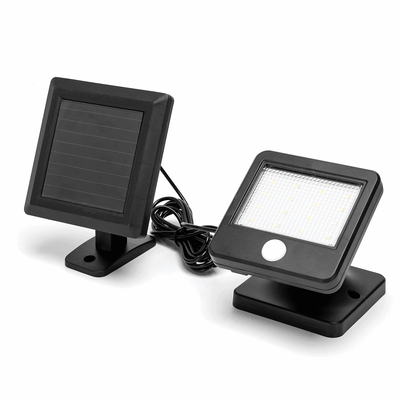 Black solar outdoor light | LED floodlight 0.64W~80 lumens | daylight white 6500K | IP44 - 2-meter cable - LEDPLANET.NL