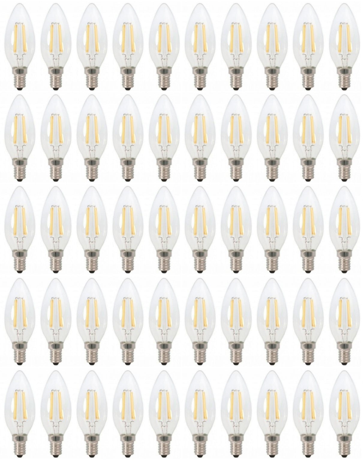 Candle bulb E14 - 50 pieces | LED 4W=40W traditional light | warm white filament 2700K - 230 Volt