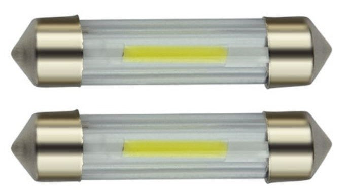 C5W car lamp 2 pieces | LED festoon 39mm | COB warm white 3000K | 24 Volts - 2W