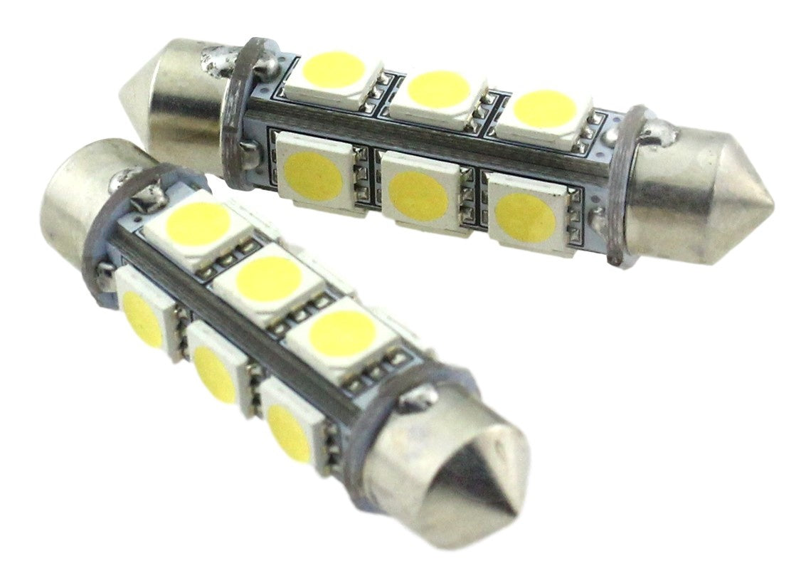 C5W car bulb 2 pieces | LED festoon 43mm | 12-SMD daylight white 6000K | 12 Volt - 3W