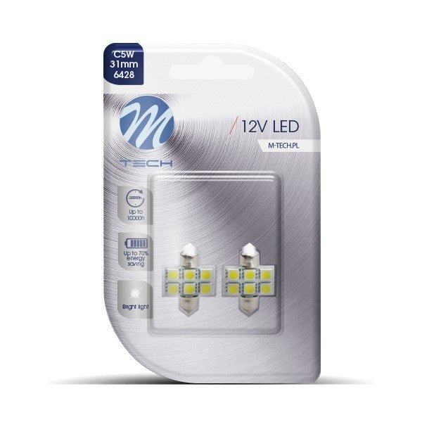 C5W autolamp 2 stuks 31mm wit | LED festoon SV8.5 1.44W - 12V DC - LEDPLANET.NL