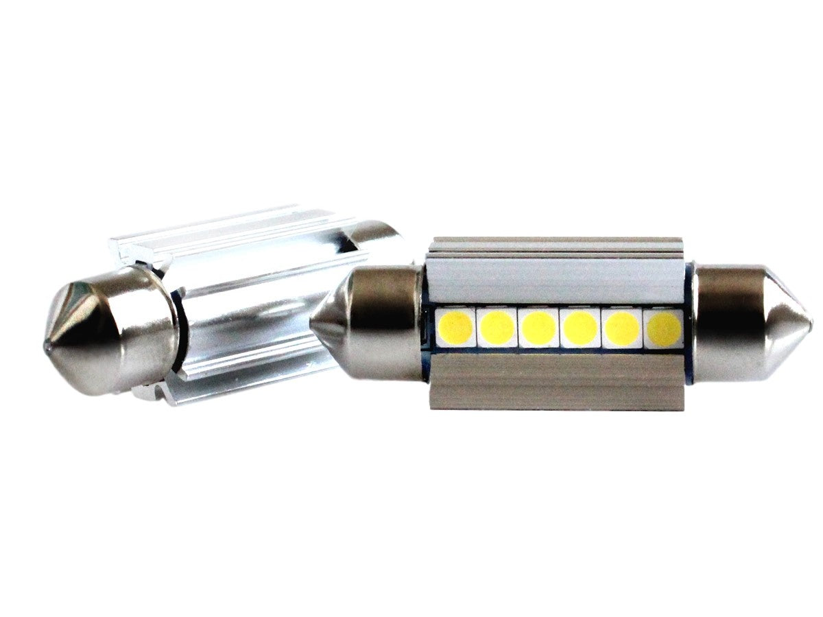 C5W car lamp 2 pieces | LED festoon 36mm | 6-SMD 2.3W - 6000K - heat sink | CAN BUS 12 V DC