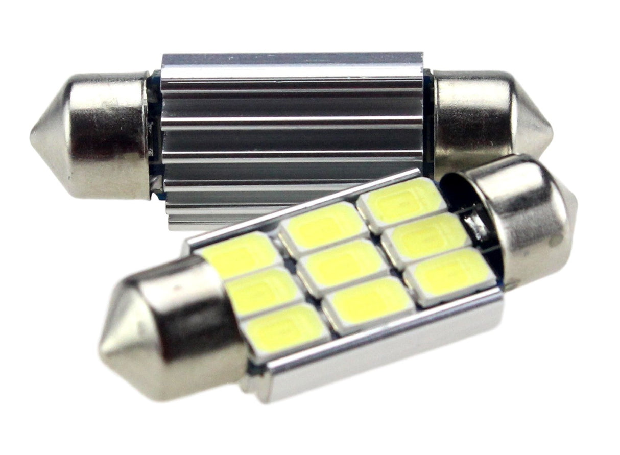 C5W car lamp 2 pieces | LED festoon 36mm | 9-SMD - 1.68W - 290 Lm - 6000K - heatsink | CAN BUS 12 V DC