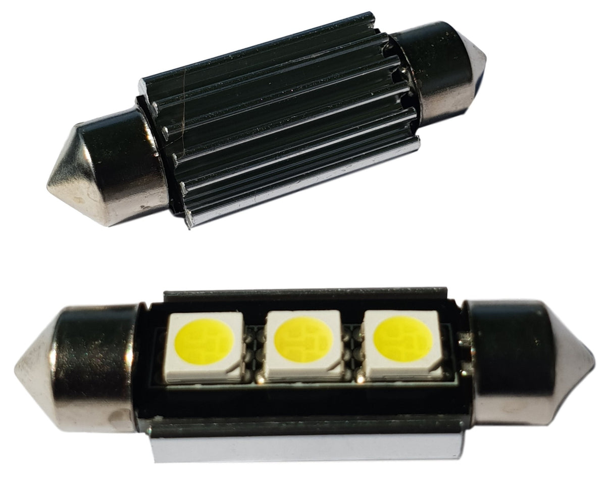 Auto LED Lampe 2 Stück | LED-Girlande 39mm | 3-SMD Tageslichtweiß 6500K - Kühlkörper | CAN-BUS 12 Volt