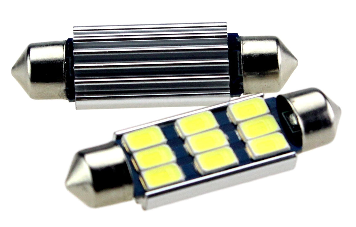 C5W autolamp 2 stuks | LED festoon 42mm | 9-SMD - 1.68W - 290 Lm - 6000K - heatsink | CAN-BUS 12 V DC