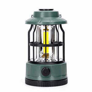 Noodlamp met Handvat - LED Tentlamp op Batterijen (exclusief) - Warmwit licht - Groen body - Dimbaar - Camping & Noodverlichting