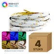 Doos met 4 rollen COB LED strip RGB+CCT 24V, alle kleuren en warm tot koel wit