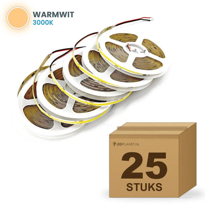 Doos met 25 rollen COB LED strip 24V warmwit 3000k