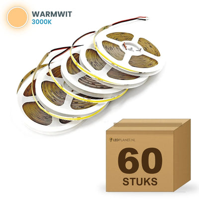 Doos met 60 rollen COB LED strip 24V warmwit 3000k
