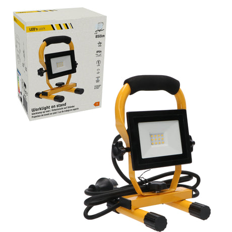 LED Werklamp 850 lumen - 10W - Koelwit 4000K - IP54 Spatwaterdicht - Inklapbaar - 1,5m Kabel