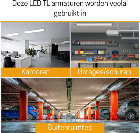 LED-Leuchte TL, 2500 Lumen, 18 W, Kaltweiß (4000 K), Schutzart IP65 (wasserdicht), 120 cm, 2 Stück