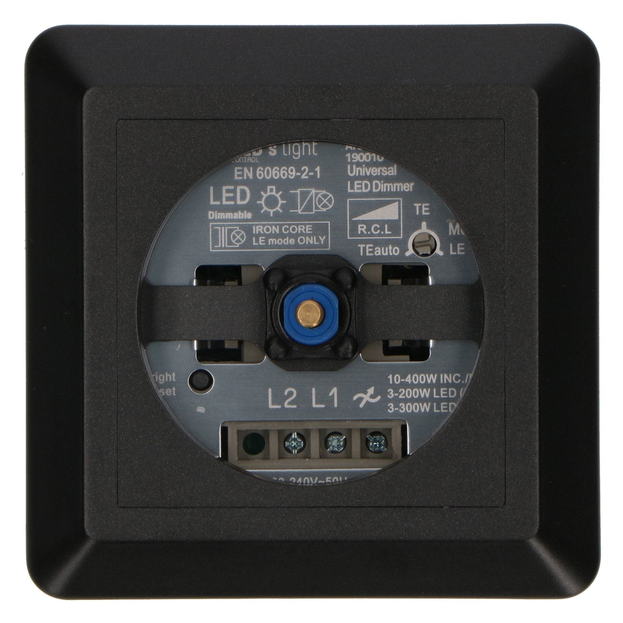 LED-Licht-Komplettdimmerknopf mit Rahmen – Schwarz – Passend für Rahmen von GIRA, JUNG, Busch-Jaeger