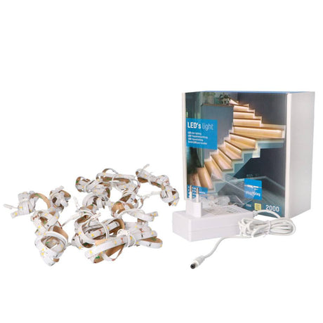 Kit d’éclairage LED pour escalier - 2100 lumens - 2.5W - Blanc froid 4000K - 15 marches x 80cm - Variable - IP20 - 15 pièces