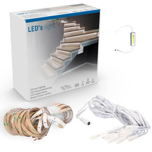 LED-Treppenbeleuchtungsset – 2100 Lumen – 2,5 W – Kaltweiß (4000 K) – 15 Stufen x 80 cm – Dimmbar – Schutzart IP20 – 15-teilig