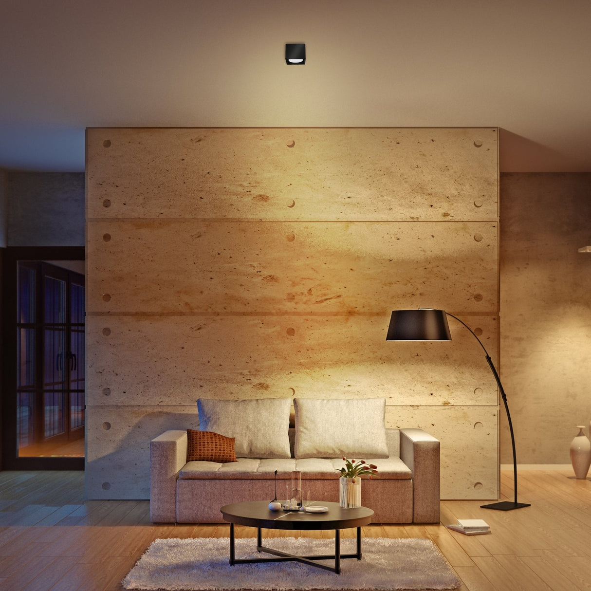 Würfelförmige Deckenleuchte mit 1 Lichtpunkt - Drehbares Licht - Stahl - 10 x 8 cm - Schwarz