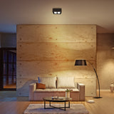 LED's Light Cube LED Ceiling Lamp - 4 light points - Rotatable light - Steel - 20 x 20 cm - Black