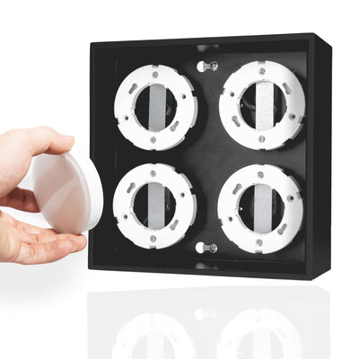 Plafonnier LED noir - 4 douilles GX53 - Orientable - 20x20 cm - Acier