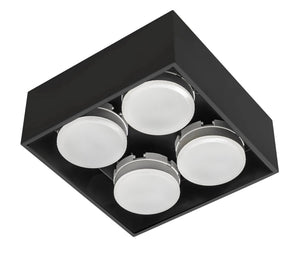 Schwarze LED-Deckenleuchte – 4 x GX53-Fassung – drehbar – 20 x 20 cm – Stahl