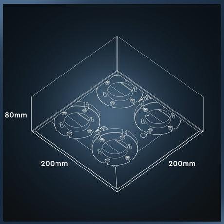 LED Plafondarmatuur Zwart - 4x GX53 Fitting - Draaibaar - 20x20 cm - Staal