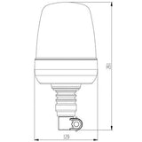 Bernsteinfarbene R65 LED-Rundumleuchte mit flexibler DIN-Montagebasis 12/24 V |