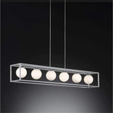 Dekorative Pendelleuchte für Esszimmer mit 6 Leuchtpunkten – Höhenverstellbar – Inklusive LED-Leuchtmittel – Silber