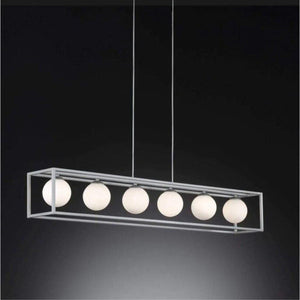 Deco Hanglamp eetkamer met 6 lichtpunten - In hoogte verstelbaar - LED lampen inbegrepen - Zilver