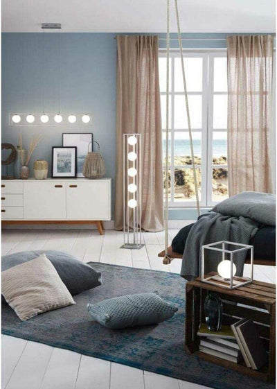 Suspension déco pour salle à manger avec 6 points lumineux - Hauteur réglable - Ampoules LED incluses - Argenté