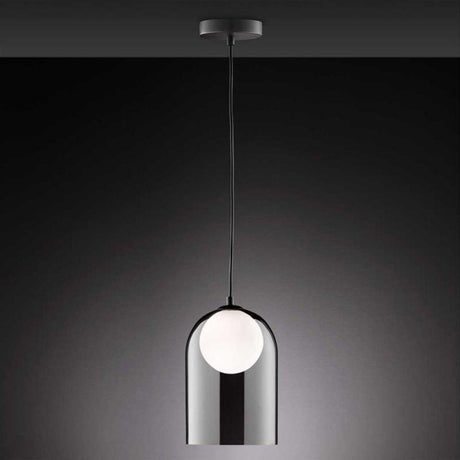 Pendelleuchte aus Rauchglas, warmweiß – Komplettset inkl. LED-Lampe – Schwarz