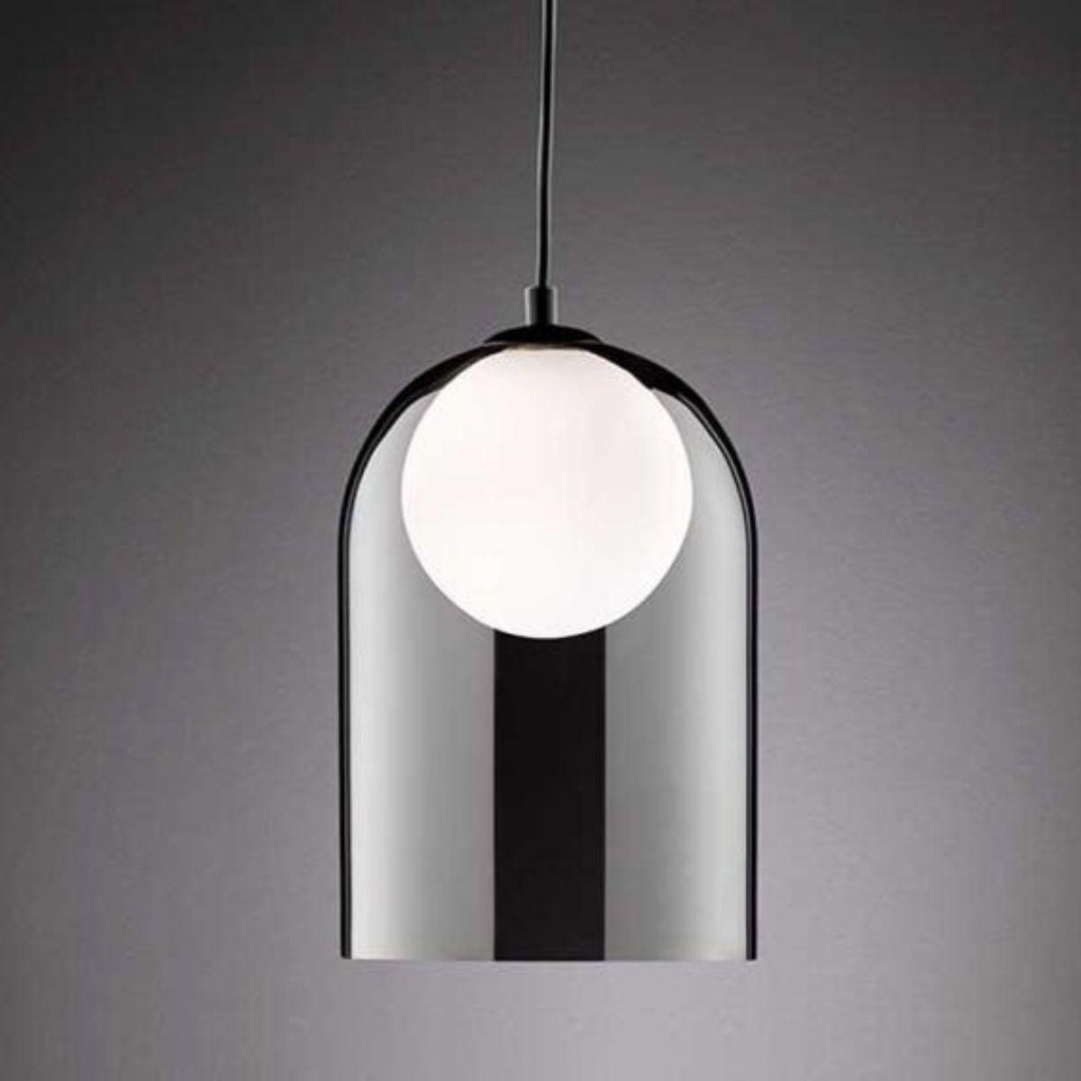 Pendelleuchte aus Rauchglas, warmweiß – Komplettset inkl. LED-Lampe – Schwarz