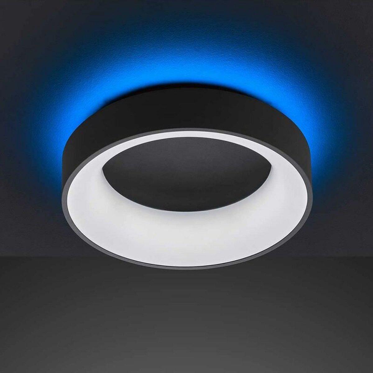 Deco Ceiling lamp black Ø 45 cm with remote control - Dimmable white light - Background lighting
