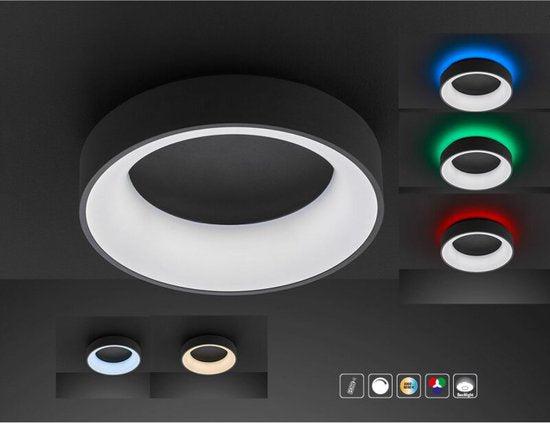 Deco Ceiling lamp black Ø 45 cm with remote control - Dimmable white light - Background lighting