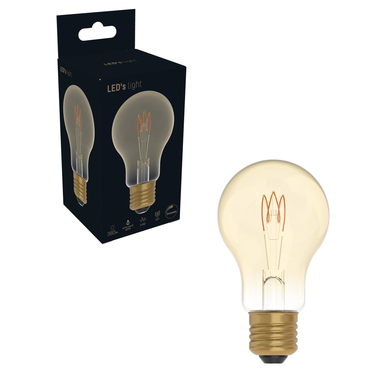 LED-Lampe E27 Gold – Vintage-Design – Dimmbar, extra warmweißes Licht