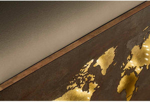Design LED World Map Wall Decoration with Lighting - 60 x 30 cm - Brown Gold Metal