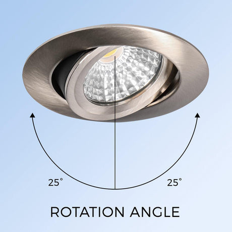 Reflektor wpuszczany LED's Light Pro, niklowy – DimToWarm – Ø 68 mm – uchylny – ciepłe białe światło – CRI95