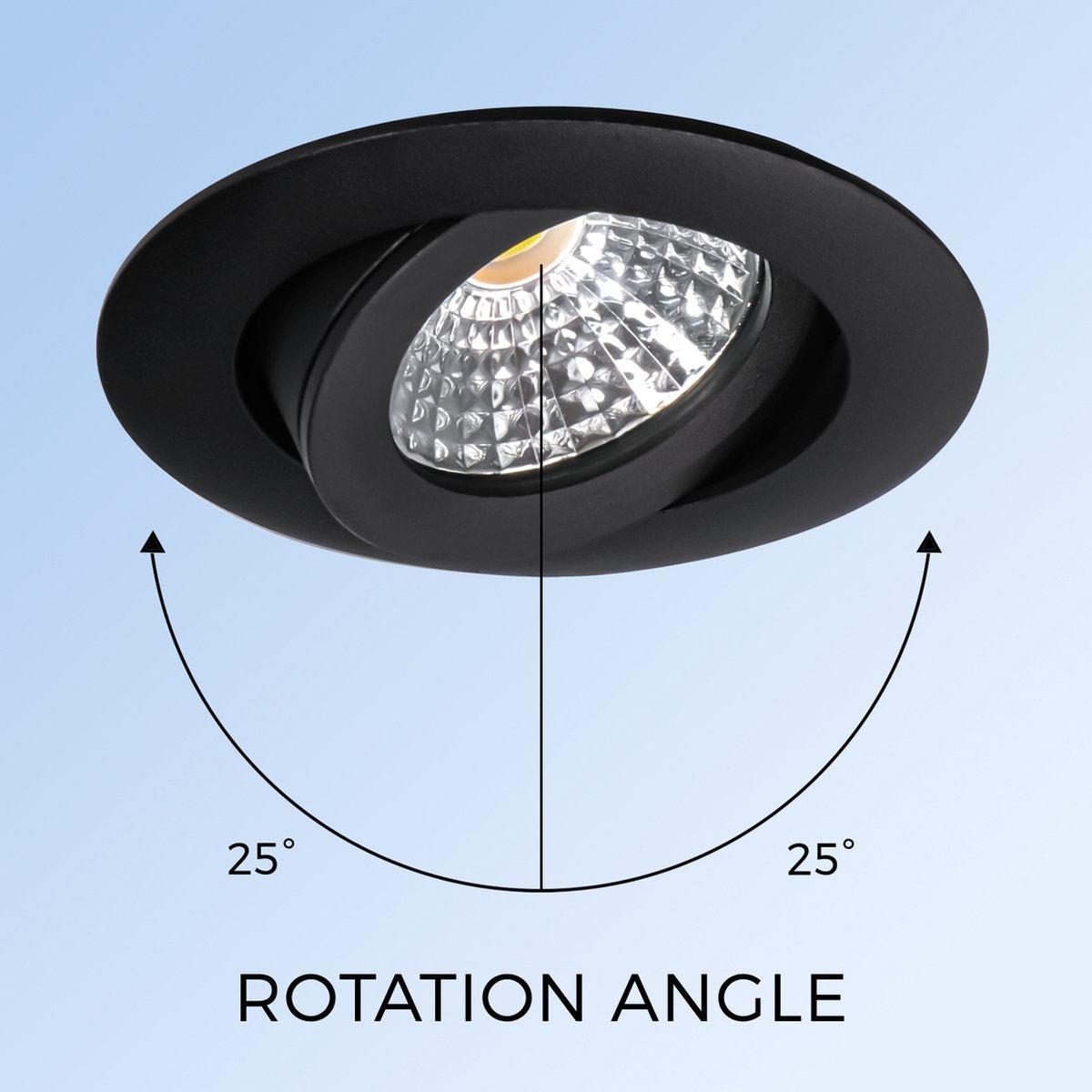 6 PACK - LED's Light Pro LED Inbouwspot Zwart - DimToWarm - Ø 68mm - Kantelbaar - Warm wit licht - CRI95- Dimbaar