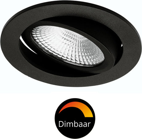 PAKOWANY ZESTAW 6 szt. - LED's Light Pro czarny reflektor wpuszczany LED - DimToWarm - Ø 68mm - Uchylany - Ciepłe białe światło - CRI95 - Ściemnialny