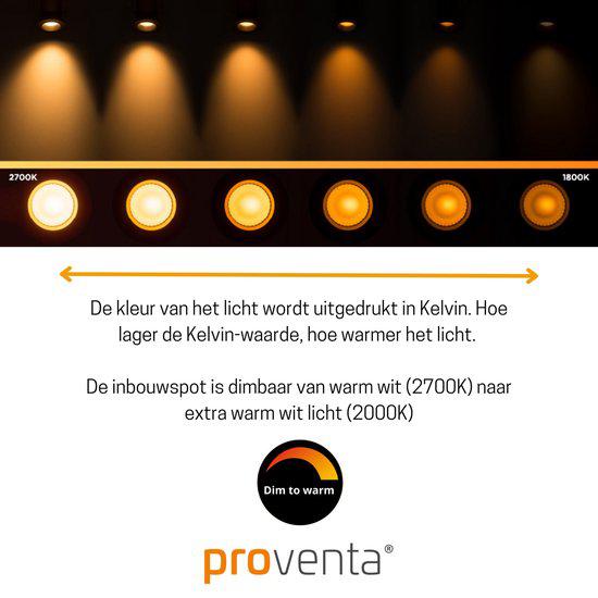 6 PACK - LED's Light Pro LED Inbouwspot Zwart - DimToWarm - Ø 68mm - Kantelbaar - Warm wit licht - CRI95- Dimbaar