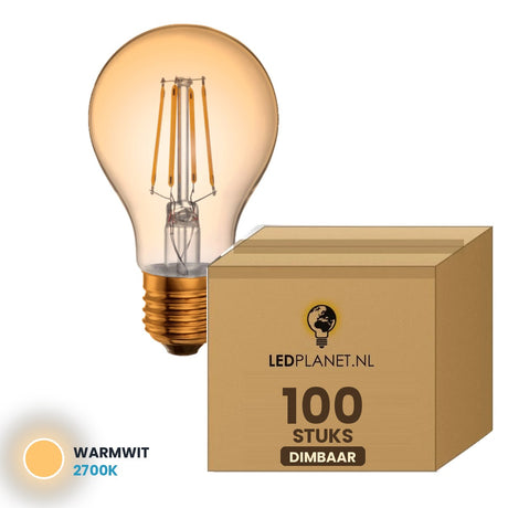 Filamentlamp E27 A60, 100 stuks, 2700K, doos