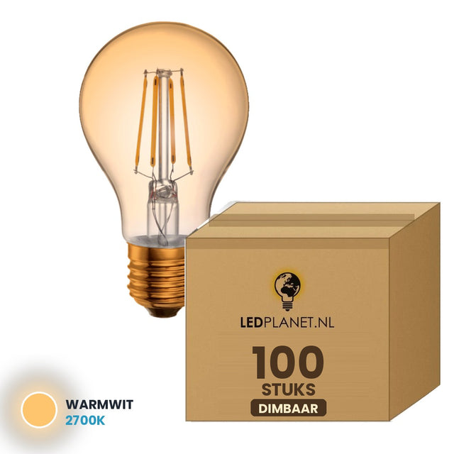Filamentlamp E27 A60, 100 stuks, 2700K, doos