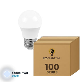 LED kogellamp E27 G45, 100 stuks, 6000K, doos