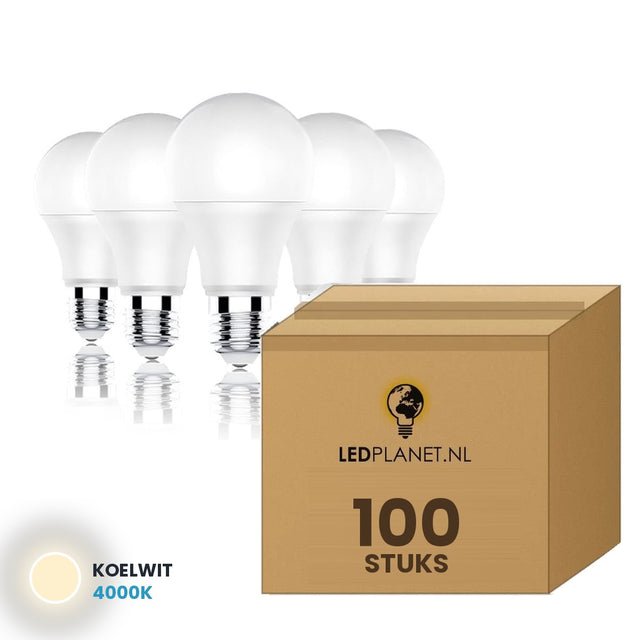 LED lamp E27 A60, 100 stuks, 4000K, doos
