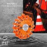 Draadloze LED Zwaailamp op Batterijen - 9 standen - Magnetisch & Waterdicht - oranje