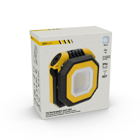 LED Rechargeable Work Light - 750 lumens - Daylight White 6500K - Dimmable 3 settings - IP54