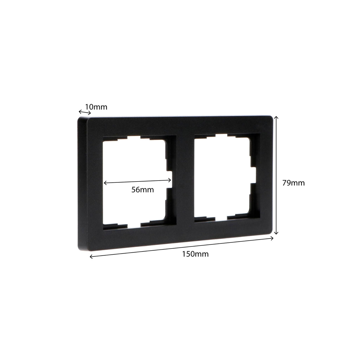 Doppelrahmen für Wandsteckdose – Universal – 55 x 55 mm – Schwarz