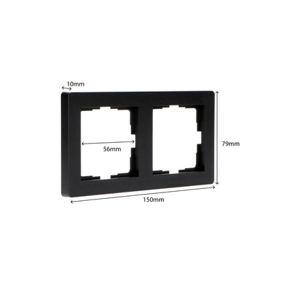 Double plaque pour prise murale - Universelle - 55 x 55 mm - Noire