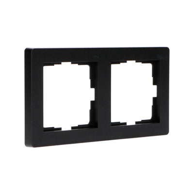 Double plaque pour prise murale - Universelle - 55 x 55 mm - Noire