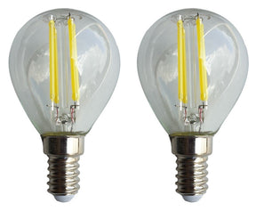 Kogellamp E14 filament, LED 4W vervangt 40W, daglichtwit 6500K, 2 stuks