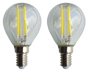 E14 Kugellampe G45 2 Stück | LED 4W=40W Glühbirne | tageslichtweißes Filament 6500K | 230V